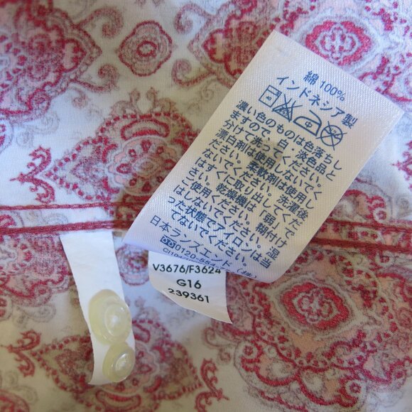 Lands End Women's Supima Red White Damask Button Down 3/4 Sleeves Size 12 NWOT - Picture 10 of 10